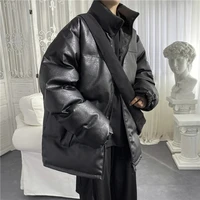 men 2021 winter new korean style cotton jacket retro hong kong style leather jacket cotton jacket tide student loose cotton coat