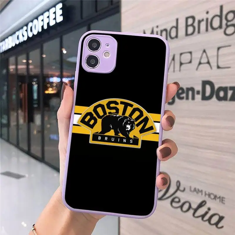 

Boston Smare Luxury brand Phone Cases Matte transparent For Purple iPhone 12 Mini 11 Pro XR XS Max 7 8 Plus X Back Cover