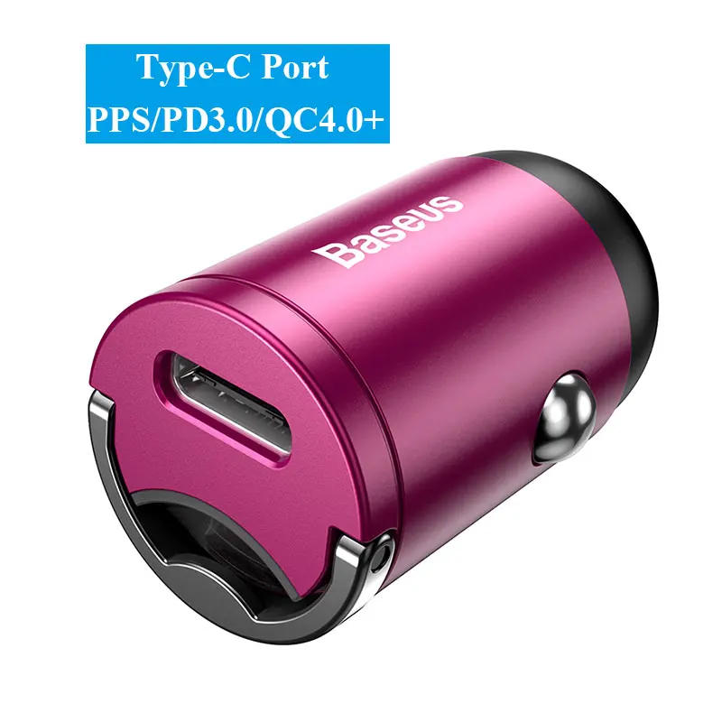 Type-C Port Pink Автомобильное мини-зарядное устройство Baseus PD 3,0 быстрое зарядное устройство для iPhone 11 Pro Max X Xs Xr 30 Вт автомобильное зарядное устройство для телефона с быстрой зарядкой 4,0 SCP AFC - Тип штекера: Type-C Port Pink
