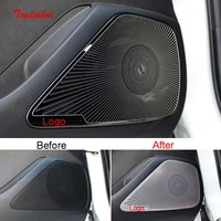 tonlinker interior car door speaker cover sticker for toyota corolla 2019 20 car styling 4 pcs stainless steel cover sticker