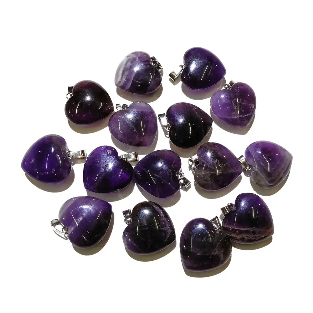 

Explosive 2021 Brand New Natural Stone Peach Heart-shaped Amethyst Pendant for Jewelry Making DIY Necklace Pendant Jewelry 20Mm