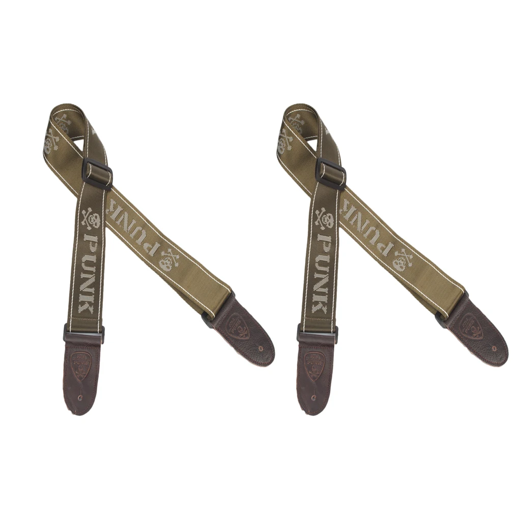 Зеленый Череп узор 2 шт гитарный ремешок нейлоновые гитарные аксессуары