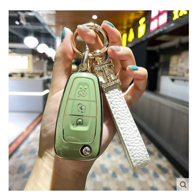 

Car Key Case Cover For Ford Ranger C-Max S-Max Focus Galaxy Mondeo Transit Tourneo Custom Auto Key Holder keychain accessories