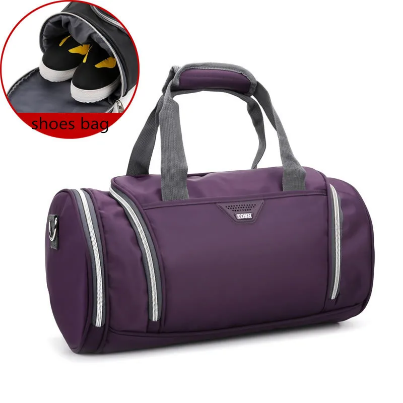 purple Новинка, холщовые женские сумки для путешествий, сумка для йоги, тренажерного зала, обувь для фитнеса, сумки через плечо, сумка через плечо для женщин и мужчин, спортивная сумка - Цвет: purple