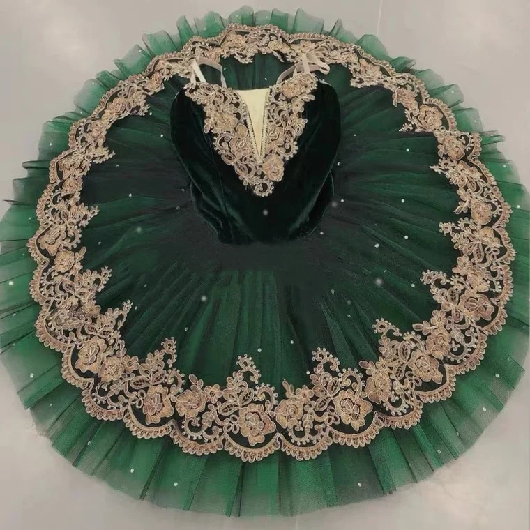 

Children's ballet performance dress Tutu Skirt Swan Lake performance dress green shawl gauze skirt Little Swan Dance Dress