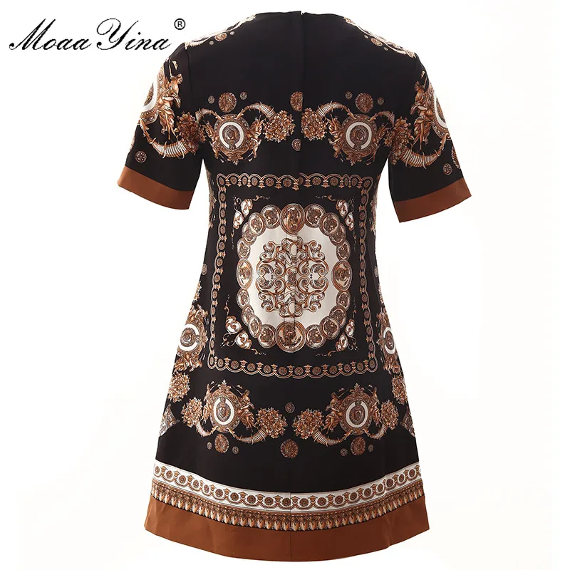MoaaYina модное дизайнерское платье летнее женское короткий рукав Ретро стиль