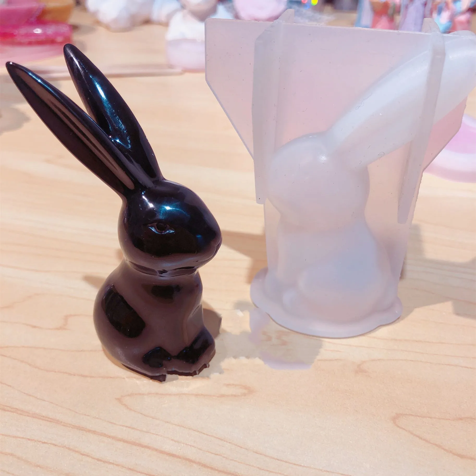 

Long Eared Bunny Mold Epoxy Aromatherapy Plaster Silicone Mold Easter Home Decoration