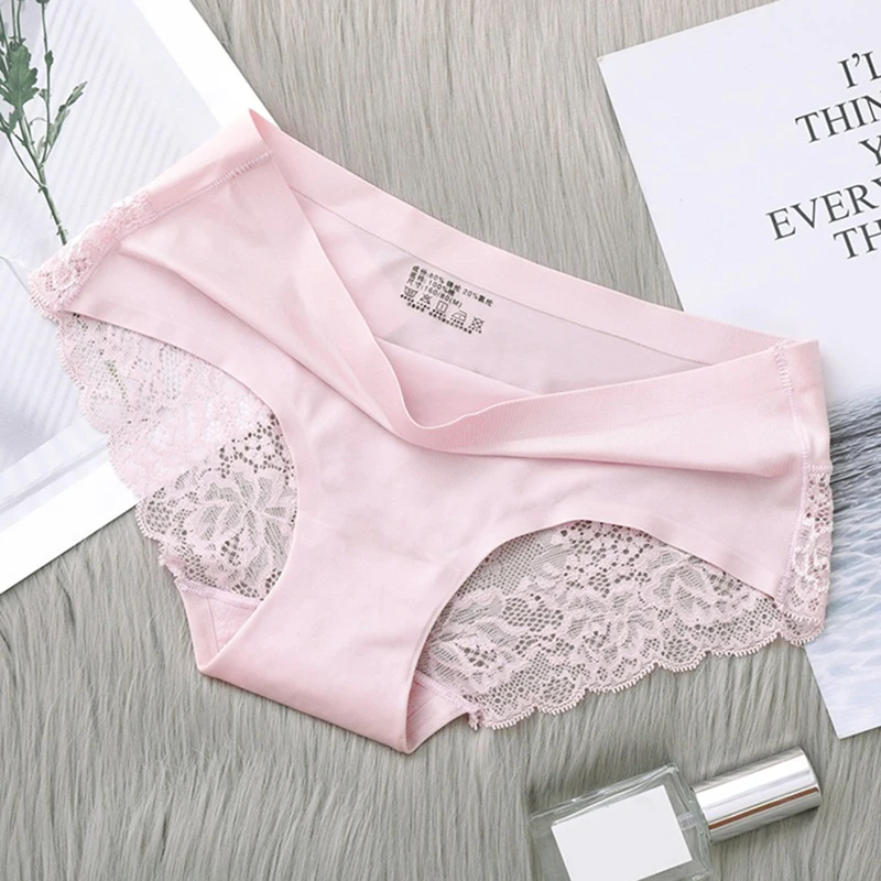 Трусы женские шелковые бесшовные кружевные с заниженной талией XXL | Женская