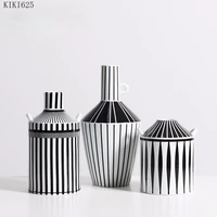 creative black and white striped flower vase flower arrangement container coffee table tv cabinet decor ceramic hydroponic vase