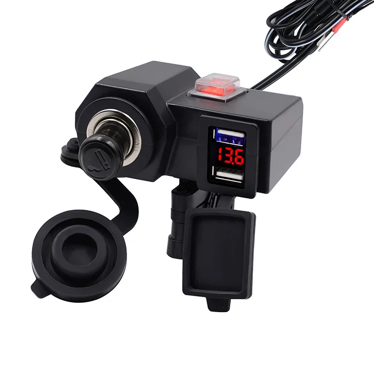 DC 12V Мотоцикл ATV руль крепление Dual 5V 4.2A USB зарядное устройство вольтметр