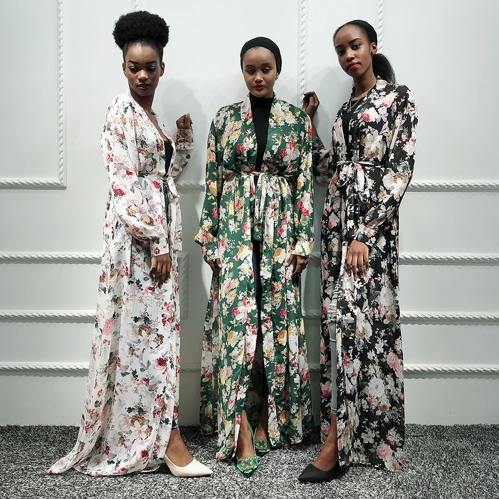 Шифоновый Кафтан Дубай абайя турецкий кимоно мусульманский хиджаб платье Caftan