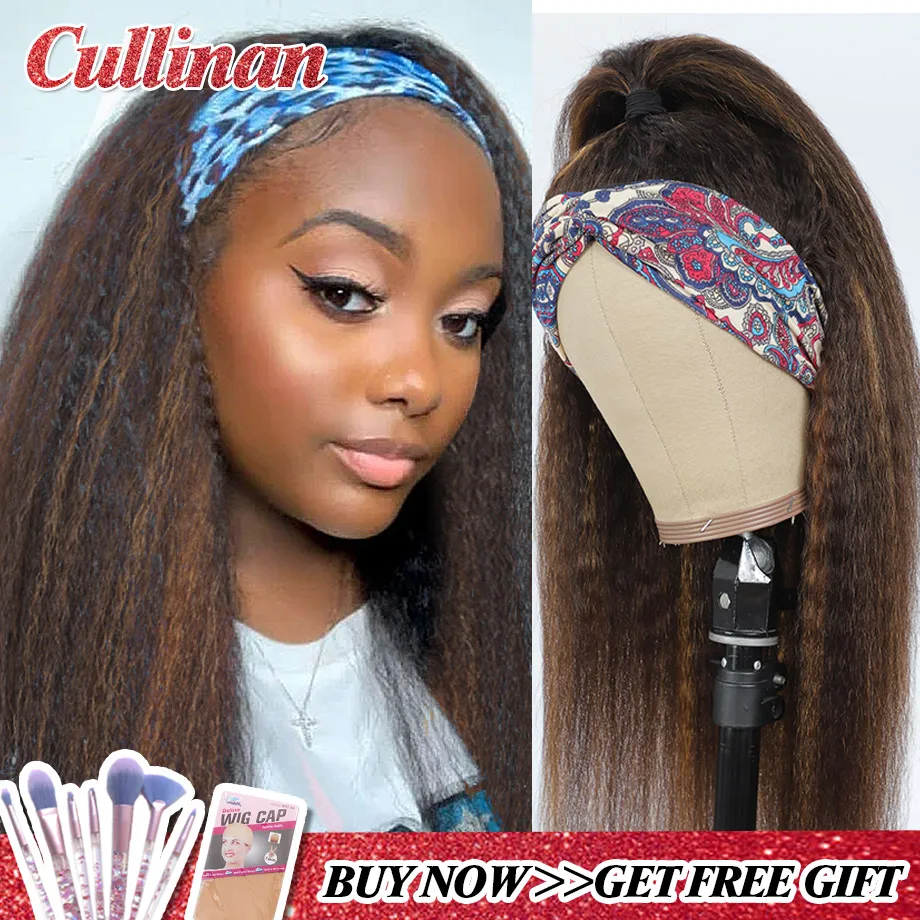 

Парики с кудрявыми прямыми головными повязками, парики без клея, половина парика, бразильские волосы Омбре 4/27, парики из человеческих волос ...