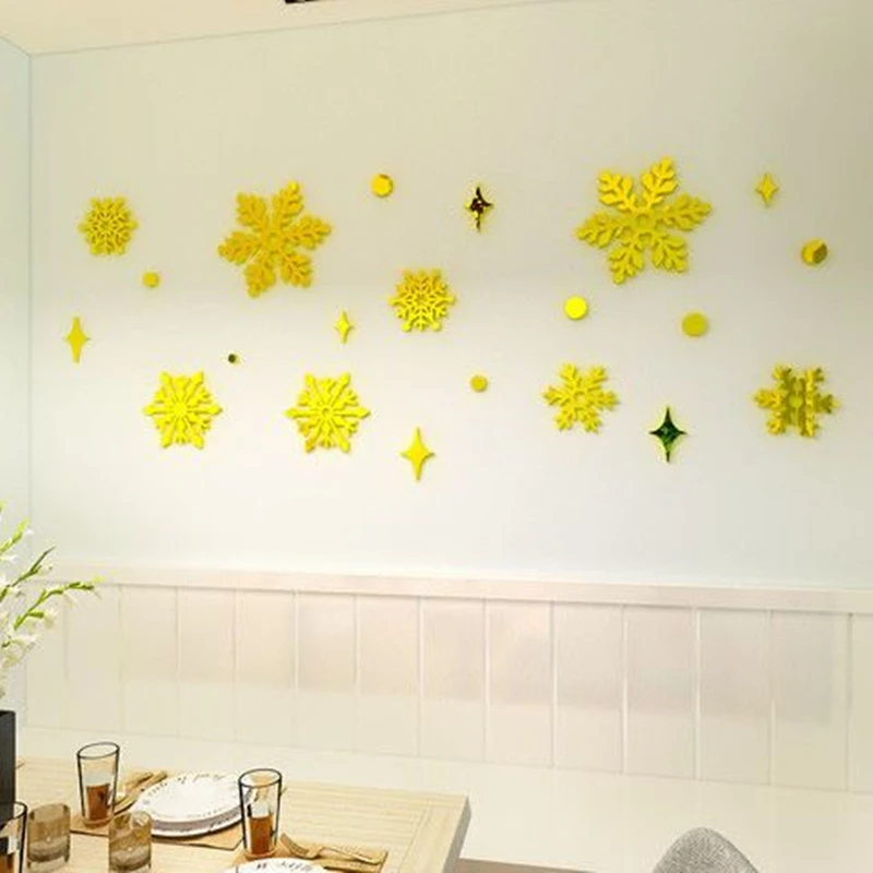 Наклейки на стену в виде снежинок Рождественская Наклейка зимние стеклянные