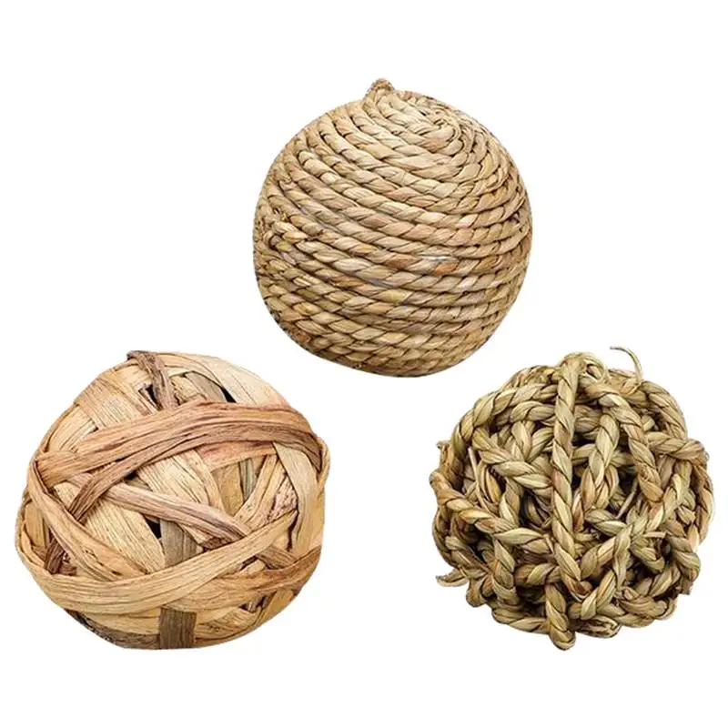 

3 PCS Hamster Toy Ball Natural Rattan Balls Small Animals Bite Proof Molar Teeth Cleaning Toys Rabbits Interactive Chew Supplies