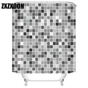 Декоративные геометрический горошек; Украшенное волнистыми полосками душ Шторы s Ванная комната Шторы Фабричный комплект Водонепроницаемый полиэстер Ванна Шторы с крючками