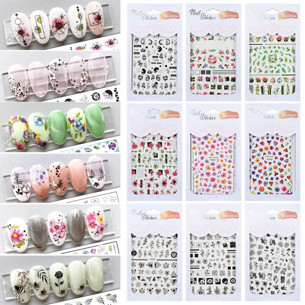 Sliders Women Girls Flower Manicure Water Nails Stickers Nail Foil Design Nail Art Decorations Christmas Decals