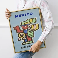 mexico colin wall art mayan women feather poster air france retro poster mayan figure prints art vintage art wall picture