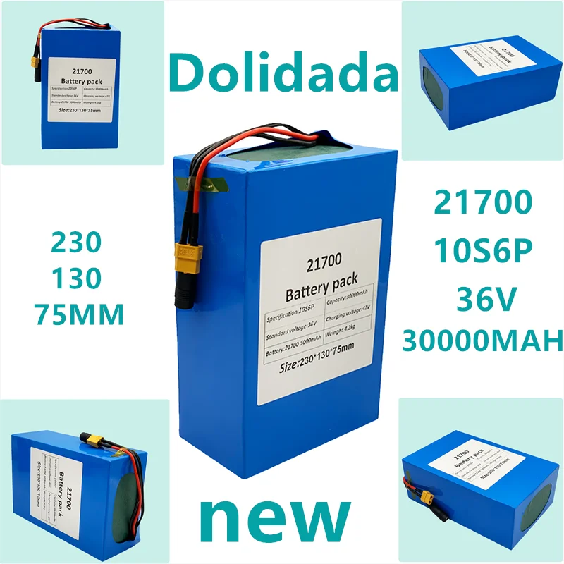 

Новый аккумулятор Dolidada 36 В 30000 мАч 21700 10S6P для электрического велосипеда, 1000 Вт, литиевая батарея со встроенным 20A BMS
