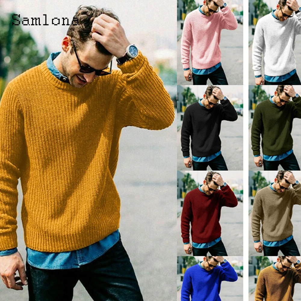 Plus Size Mens Knitted Sweater European Style Casual Pullovers 2021 Autumn Fashion Top Male Streetwear Ruched Sweaters Homme 3XL