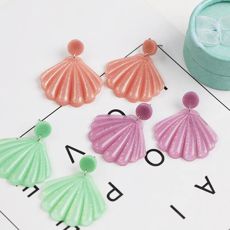 Эксклюзивные женские серьги UJBOX из акриловой смолы зеленые розовые фиолетовые в