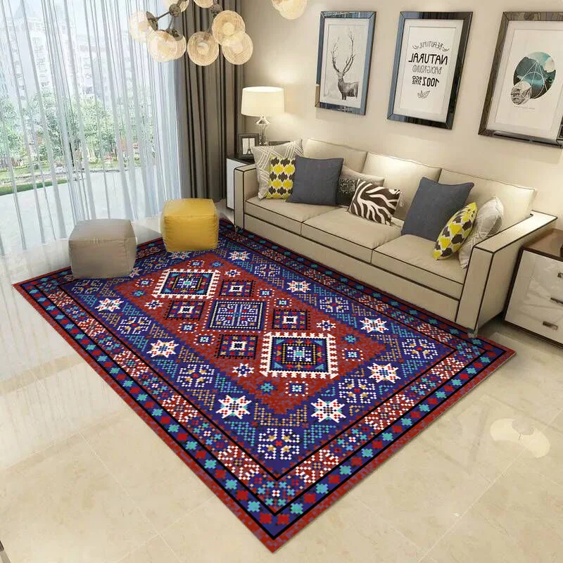 

European-style Classical Bohemia Living Room Carpet Rug Customizable Printing Household Decoration Mat Floor Non-slip Protection