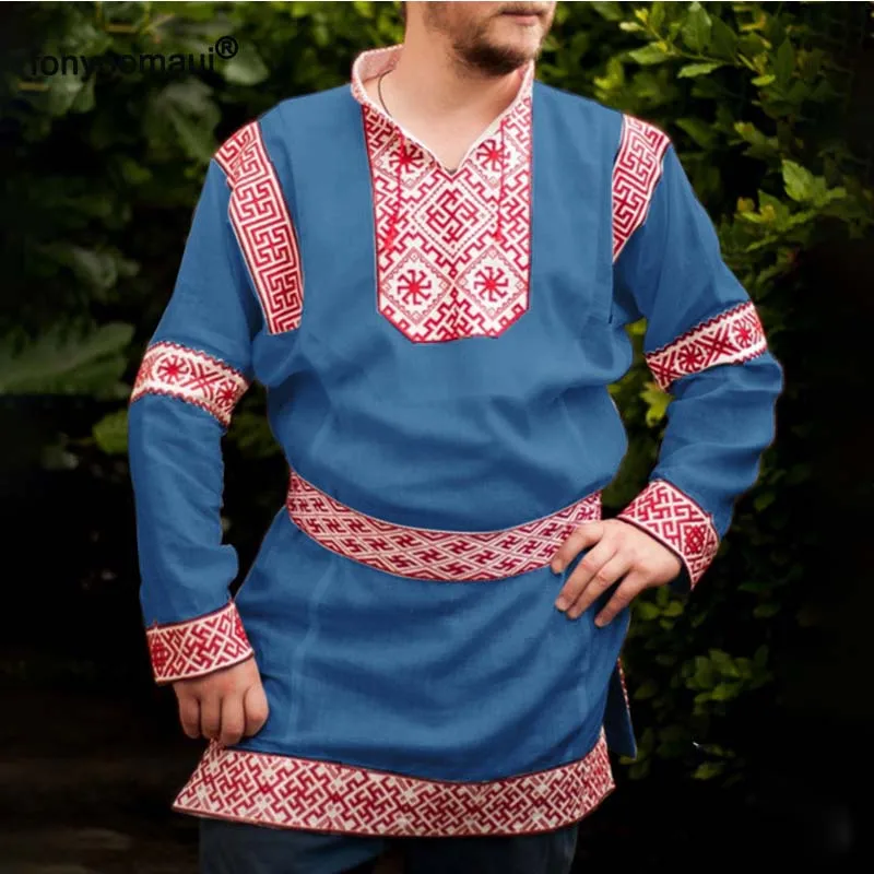 Фото Рубашка-туника Rubakha Мужская норвежский викинг средневековая народная одежда