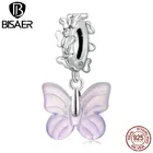 Шарм-бабочка из серебра 925 пробы, с цирконом