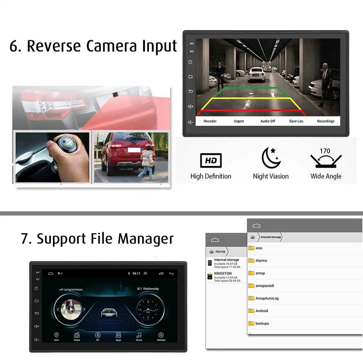 Автомагнитола IMARS 7 дюймов 2 Din MP5 плеер Android 8 0 GPS навигация Wi-Fi 2.5D 1024x600 экран bluetooth FM