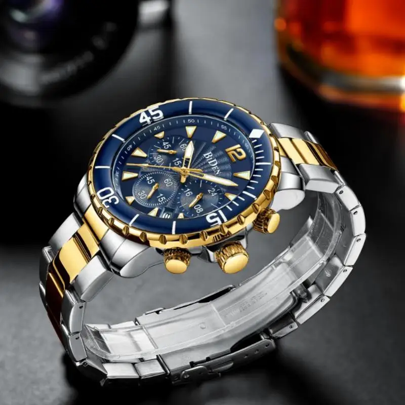

Biden Watches Men Waterproof Sports Watches Chronograph Silicone Band Military Analog Quartz Watches Dual Movement Wrist Watches