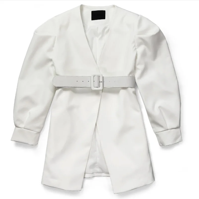 

2020 autumn New Sweet Women blazer princess Puff Sleeve office lady White Suit jacket