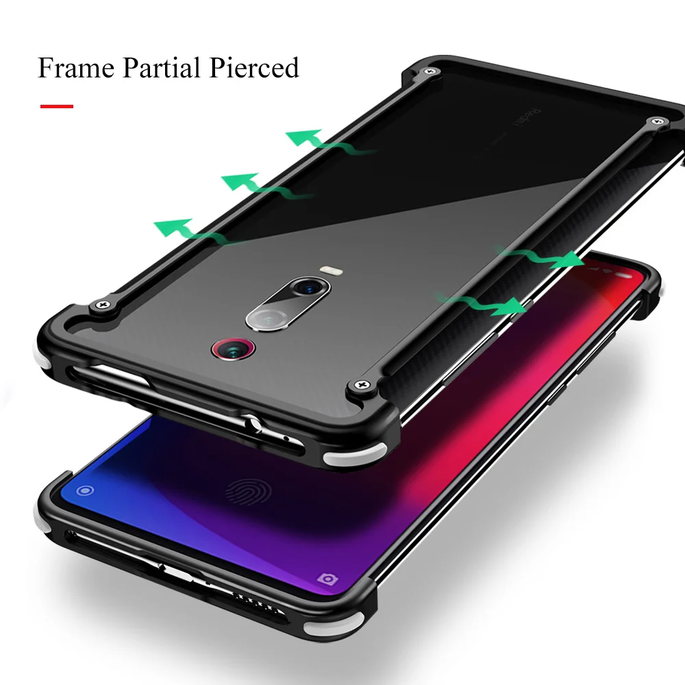 OATSBASF Airbag Bumper Metal Case For Xiaomi Redmi K20 Personality Cover Pro |