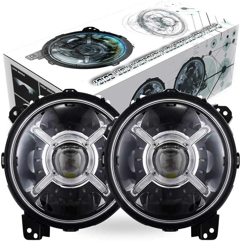 

9 Inch Round LED Headlights for Jeep Wrangler JL 2018-2019 SUV Headlamps with Daytime Running Lights DRL Hi-Lo Beam 100W 6000K