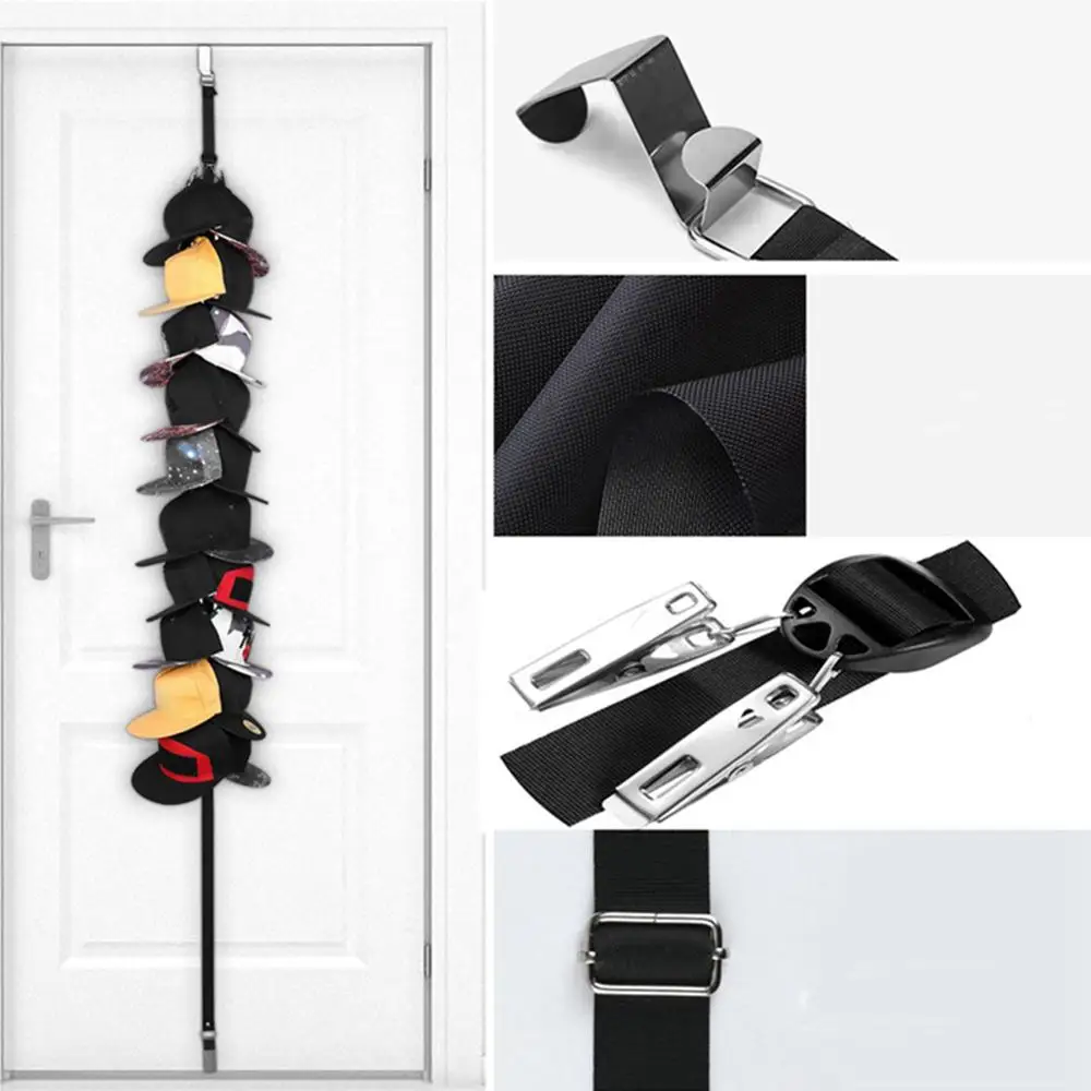

Home and Living Door Back Hat Cap Rack with 20 Clips Over-the-Door Hanging Hat Organizer