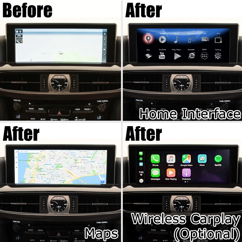 Android/carplay интерфейсная коробка для Lexus LX570 LX- 12,3 видео интерфейс с управлением мыши youtube android auto LX450d