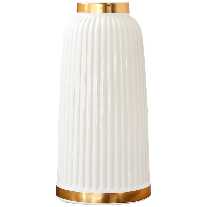 Белая обтекаемая керамическая ваза для стола Цветочная композиция