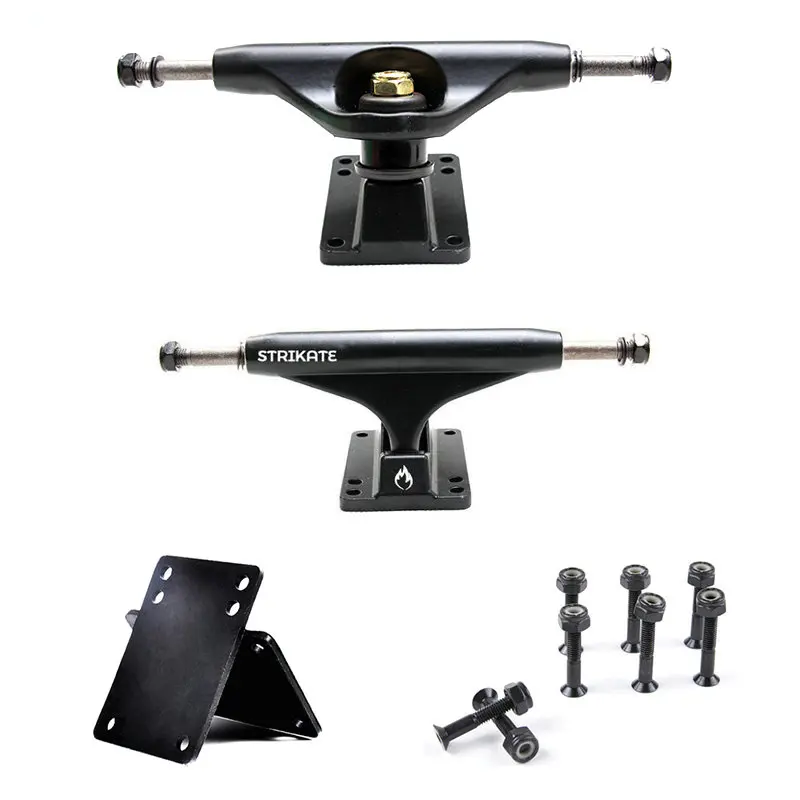 Pro skate truck 5&quot Hollow Skateboard Truck Longboard SHR95A Bushings 2PCS Matte Black Golden kingpin 3mm gasket 29mm bolts | Спорт и