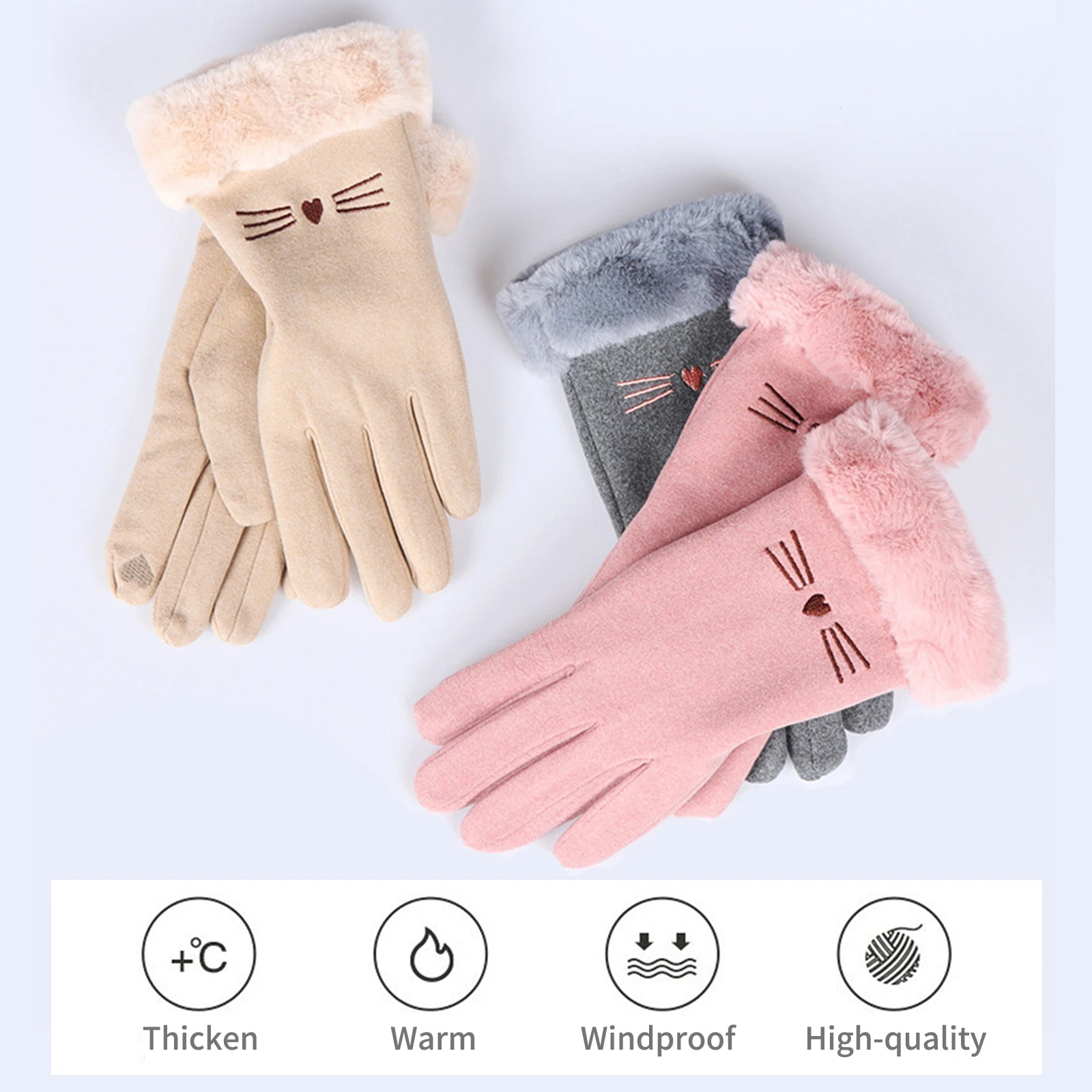 

Женские зимние перчатки, перчатки для сенсорного экрана, ветрозащитные лыжные перчатки, женские перчатки для активного отдыха, бега, велосп...