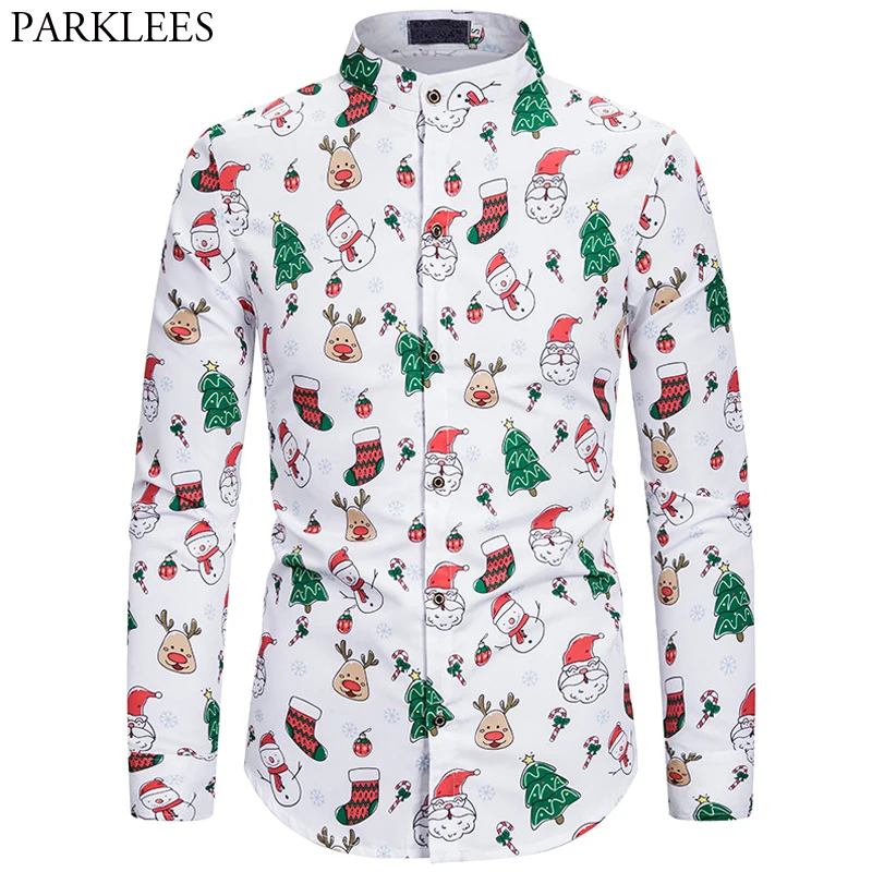 Рождественская Мужская рубашка с принтом снеговика и лося мужские нарядные