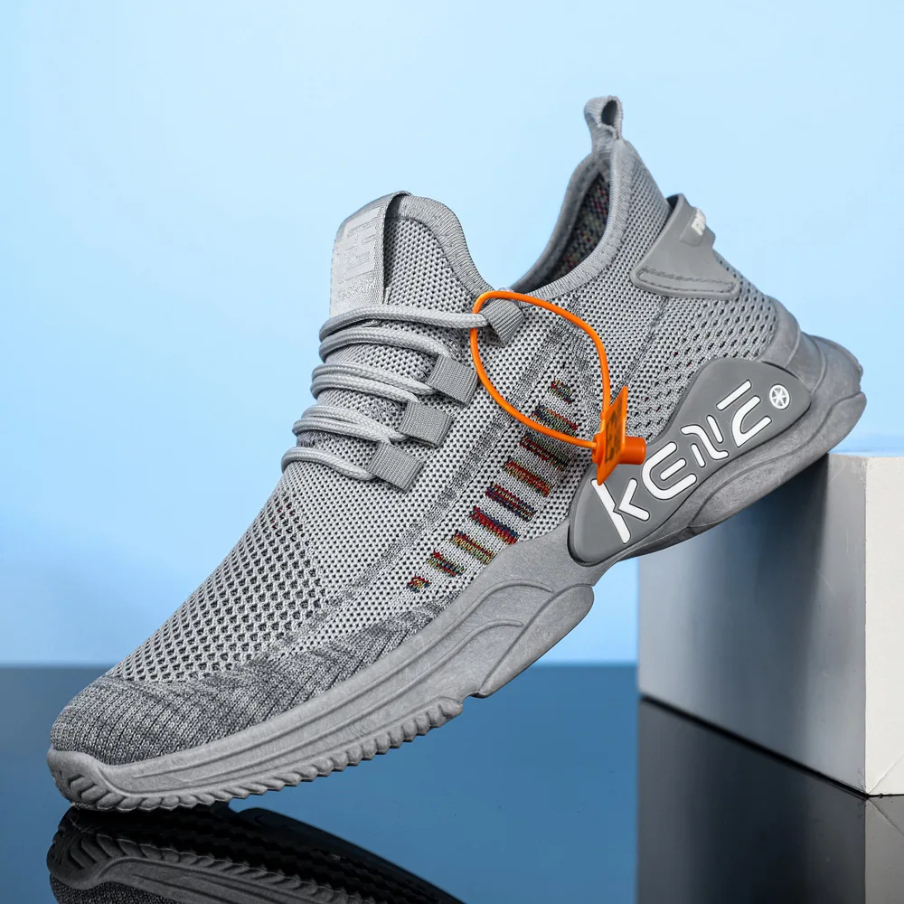 

New Men Retro Running Shoes 2021 Knitted Vamp Sneakers Light Breathable Men Vulcanized Shoes Outdoor Jogging Walking Trainers