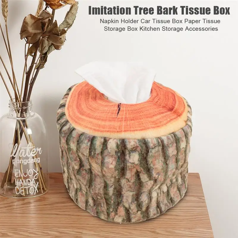 

Imitation Tree Bark Tissue Box Napkin Holder Car Tissue Box Paper Tissue Storage Box Kitchen Storage Accessories