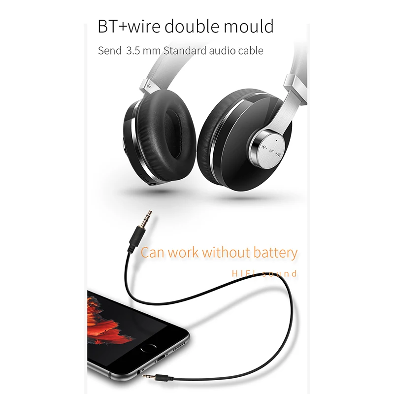 T9 Bluetooth 4,2, беспроводные наушники, поддержка 3,5 мм, аудио вход, Стерео шумоподавление, гарнитура с микрофоном