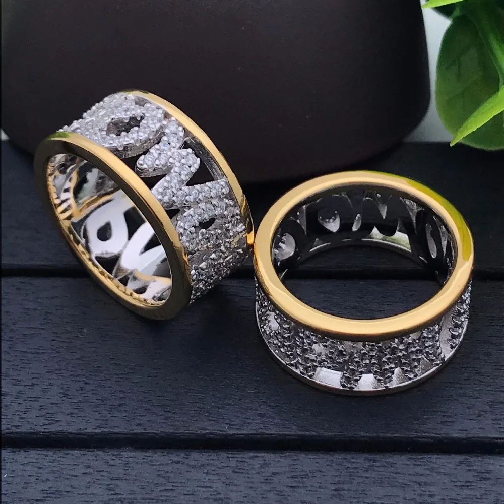 925 стерлингового серебра круглые золотые Начальная буква кольцо полые AP Монако