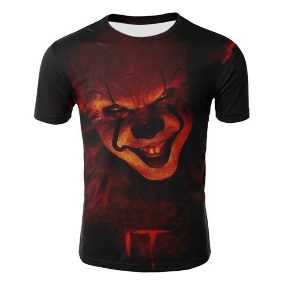 

2021 New Men's Summer Clown 3D Print Short Sleeve Hot Hip Hop Style Oversize T-Shirt