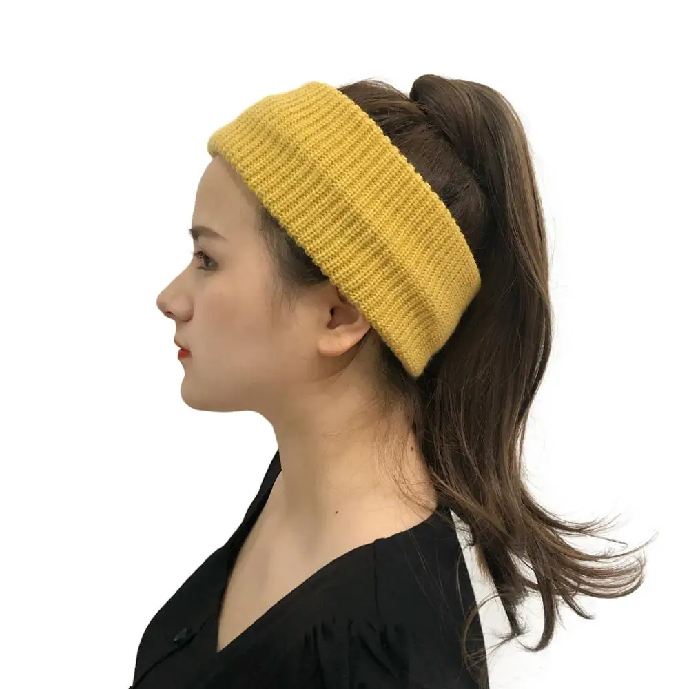 

Fashion Solid Color Knitted Headbands Women Soft Elastic Sports Head Band Ear Warmer Wide Turban Hair Accessories