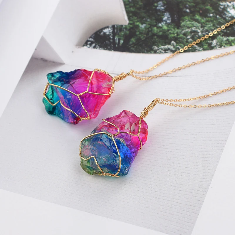 Hot Sale Crystal Colored Pendant Quartz Chain Rock Necklace Stone Natural Chakra Jewelry | Украшения и аксессуары