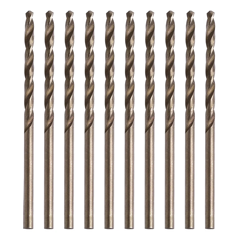 10Pcs 1/1.5/2/2.5/3/3.5/3.5/4/4.5/5mm M35 Round Shank HSS-Co Cobalt Twist Drill Spiral Drill Bit