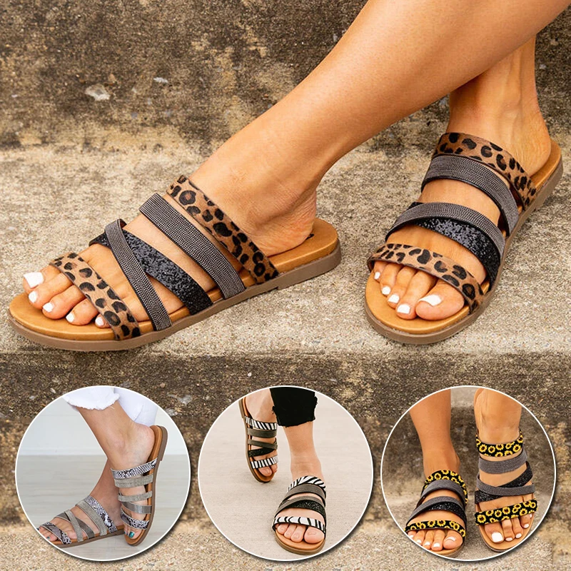 Сланцы женские в богемном стиле сандалии на плоской подошве римские тапочки