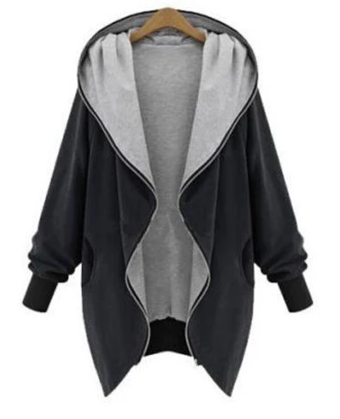 Женская Повседневная куртка с капюшоном модная осенняя большого размера верхняя