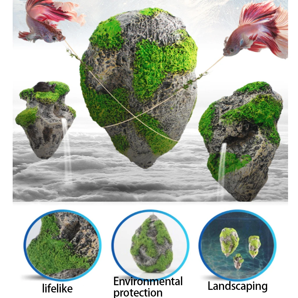 Украшение для аквариума подвесной камень искусственный декор украшение