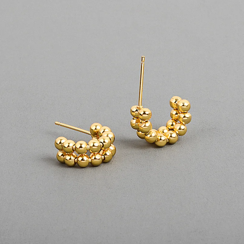 

VENTFILLE 925 Sterling Silver Retro temperament all-match bead earrings ins cold wind earrings Handmade Jewelry Accessories